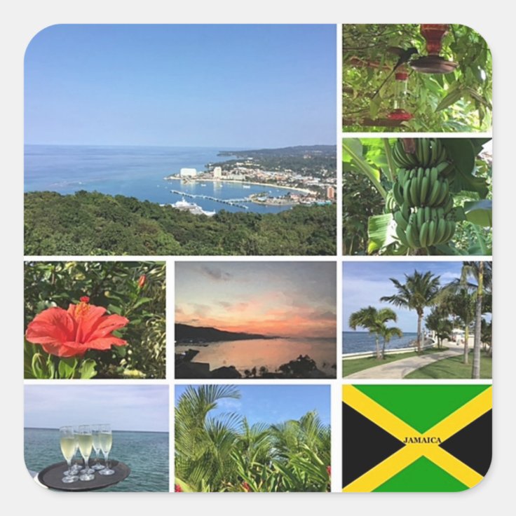 Photo Collage of Jamaica Square Sticker Zazzle