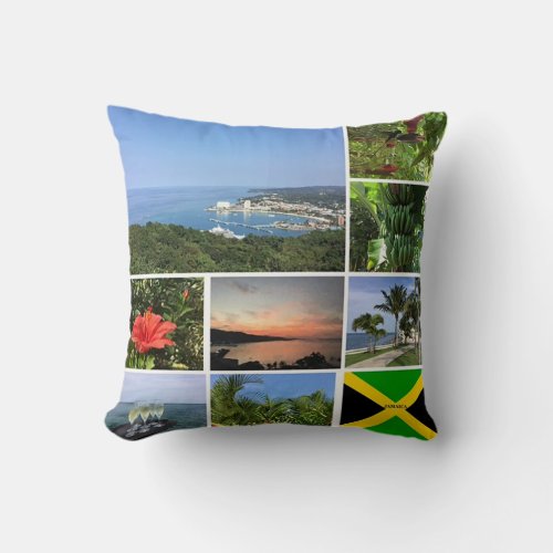 Photo Collage of Jamaica Throw Pillow