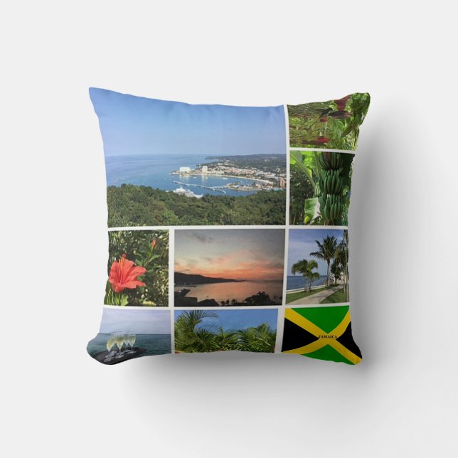 Photo Collage of Jamaica Throw Pillow (Front)