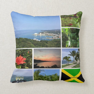 Photo Collage of Jamaica Throw Pillow