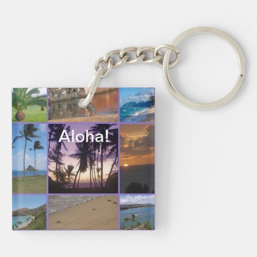 Photo Collage of Oahu Hawaii Keychain