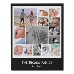 Photo Collage One of a Kind 14 Photo Family Faux Canvas Print