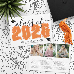 Photo Collage Orange Graduation Announcement