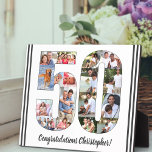 Photo Collage Outlined Number 50 Birthday Plaque<br><div class="desc">50th Birthday Plaque - personalized with a photo collage of your favorite photos and custom text. The photo template is set up ready for you to add your photos, which will be displayed in the shape of a number 50, outlined with a fine black line. The wording, which currently reads...</div>