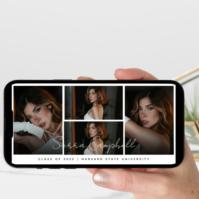 Photo Collage Overlay Mini Graduation Announcement (Front Digital)