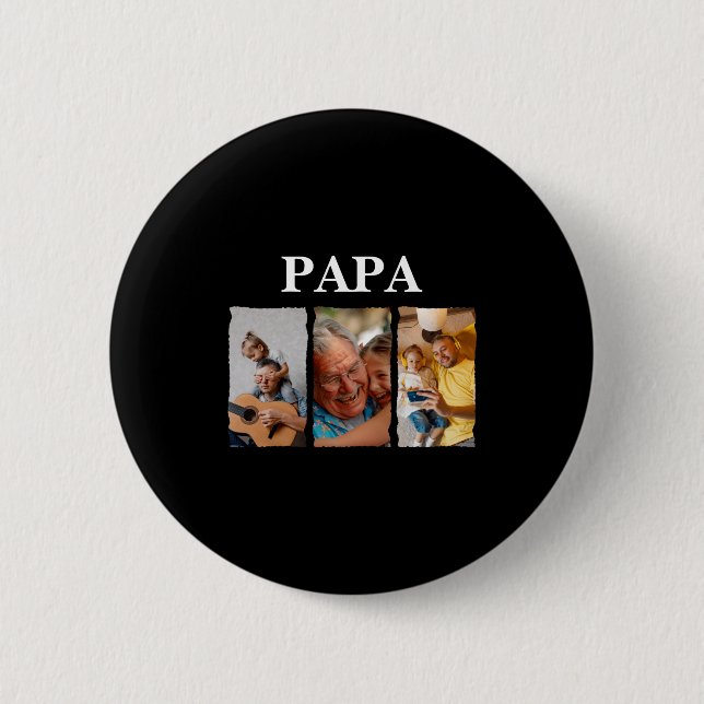 Photo Collage Papa D Gift  Button (Front)