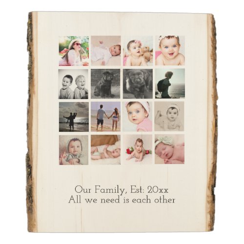 Photo Collage Personalized 16 Photos Wood Panel