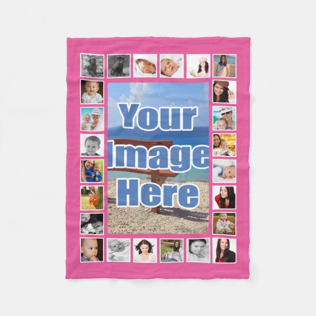 Photo Collage  Personalized 25 Photo DIY Custom Fleece Blanket (Front)