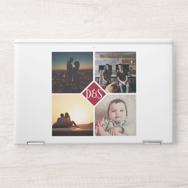 Photo Collage Personalized 4 Monogram Template HP Laptop Skin (Front)