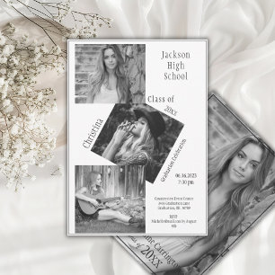 Photo Collage Personalized 4 Photo Graduation Announcement