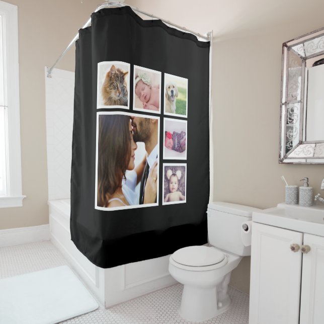 Photo Collage Personalized 6 Photo Template Shower Curtain (In Situ)