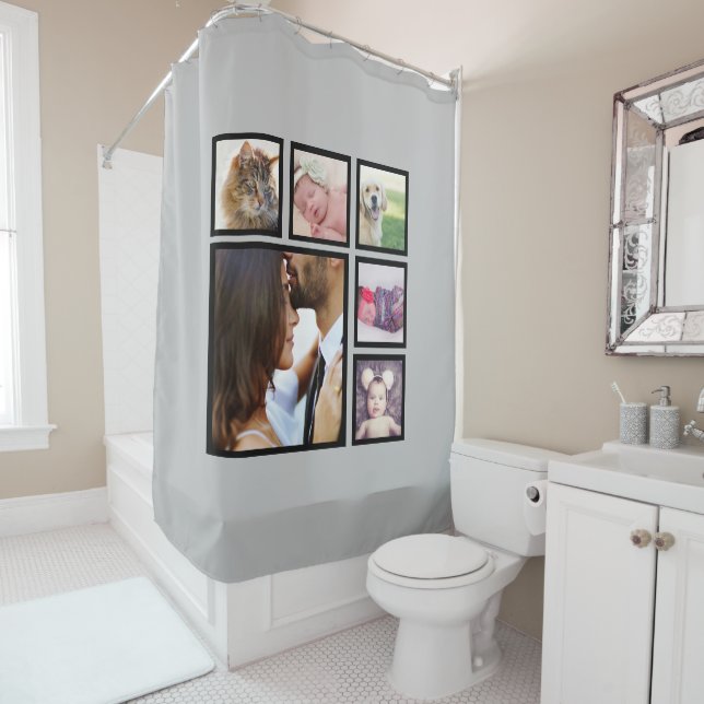 Photo Collage Personalized 6 Photo Template Shower Curtain (In Situ)