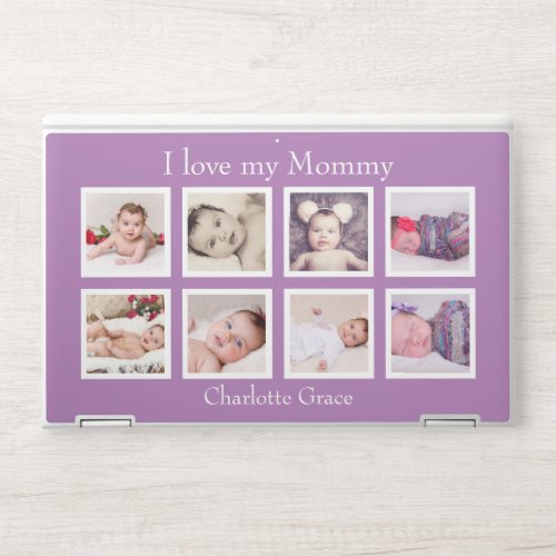 Photo Collage Personalized 8 Photos Custom Text HP Laptop Skin