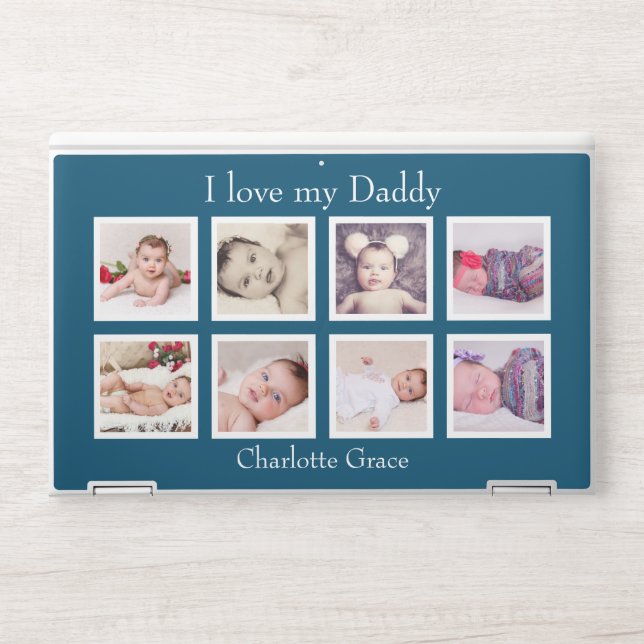 Photo Collage Personalized 8 Photos Custom Text HP Laptop Skin (Front)
