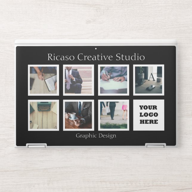 Photo Collage Personalized 8 Photos Logo Business HP Laptop Skin (Front)