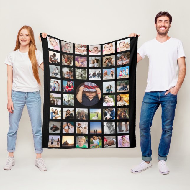 Photo Collage Personalized DIY Custom Fleece Blanket (In Situ)
