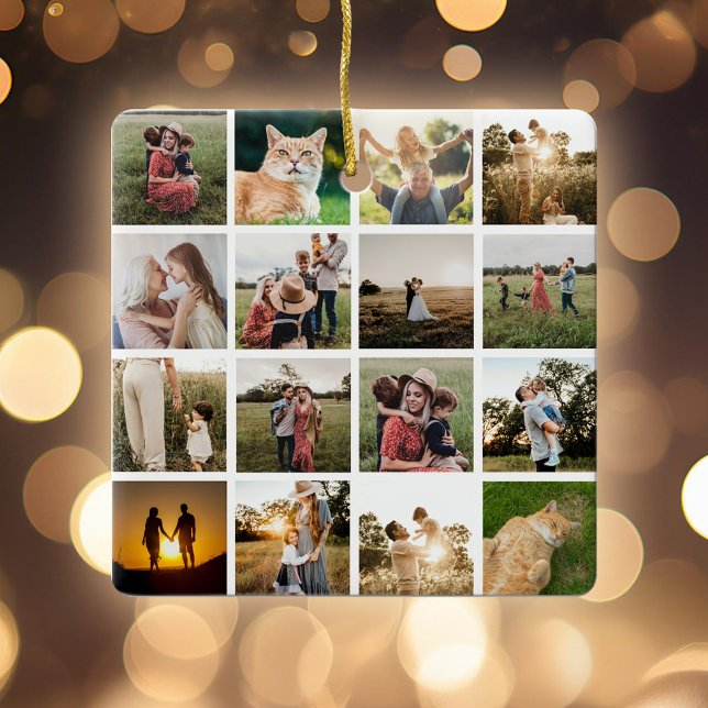 Photo Collage Personalized Family Ceramic Ornament (Creator Uploaded)