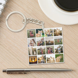 Photo Collage Personalized Family Keychain