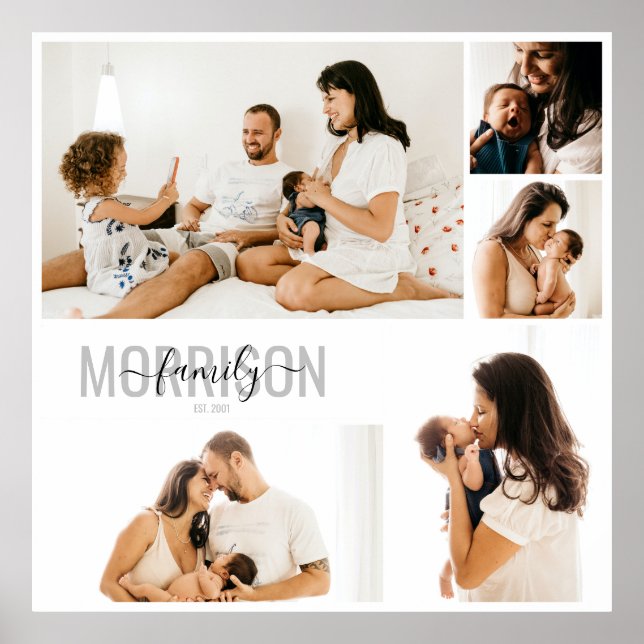 Photo Collage Personalized Family Name  Poster (Front)