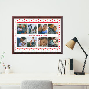 Photo Collage Personalized Family Red Hearts Wood Award Plaque