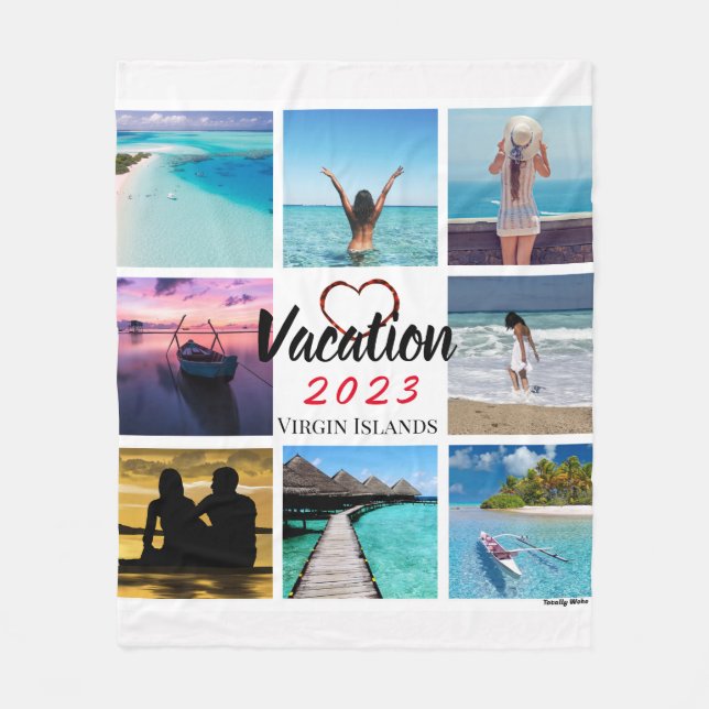 Photo Collage Personalized Fleece Blanket (Front)