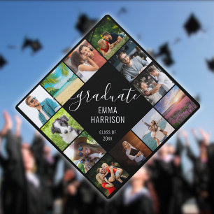 Photo Collage Personalized Graduate Name Year Graduation Cap Topper