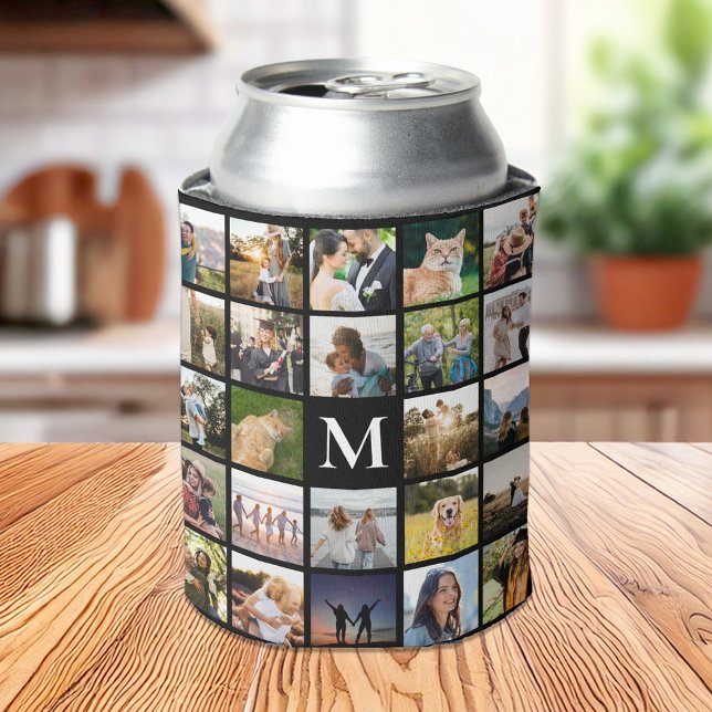 Photo Collage Personalized Monogram Can Cooler (Creator Uploaded)