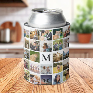 Photo Collage Personalized Monogram Can Cooler