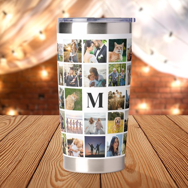 Photo Collage Personalized Monogram Insulated Tumbler (Creator Uploaded)