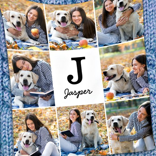 Photo Collage Personalized Monogram Pet Dog Lover Fleece Blanket