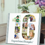 Photo Collage Personalized Number 16 Birthday Plaque<br><div class="desc">16th Birthday Plaque - personalized with a photo collage of your favorite photos and custom text. The photo template is set up ready for you to add your photos, which will be displayed in the shape of a number 16. The wording, which currently reads "Congratulations [name]!" can also be customized....</div>