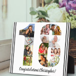 Photo Collage Personalized Number 18 Birthday Plaque<br><div class="desc">18th Birthday Plaque - personalized with a photo collage of your favorite photos and custom text. The photo template is set up ready for you to add your photos, which will be displayed in the shape of a number 18. The wording, which currently reads "Congratulations [name]!" can also be customized....</div>