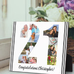 Photo Collage Personalized Number 21 Birthday Plaque<br><div class="desc">21st Birthday Plaque - personalized with a photo collage of your favorite photos and custom text. The photo template is set up ready for you to add your photos, which will be displayed in the shape of a number 21. The wording, which currently reads "Congratulations [name]!" can also be customized....</div>