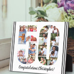 Photo Collage Personalized Number 50 Birthday Plaque<br><div class="desc">50th Birthday Plaque - personalized with a photo collage of your favorite photos and custom text. The photo template is set up ready for you to add your photos, which will be displayed in the shape of a number 50. The wording, which currently reads "Congratulations [name]!" can also be customized....</div>