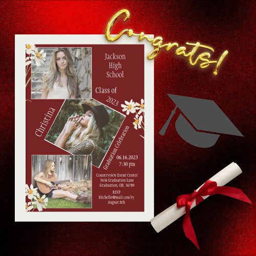 Photo Collage Personalized Red Graduation