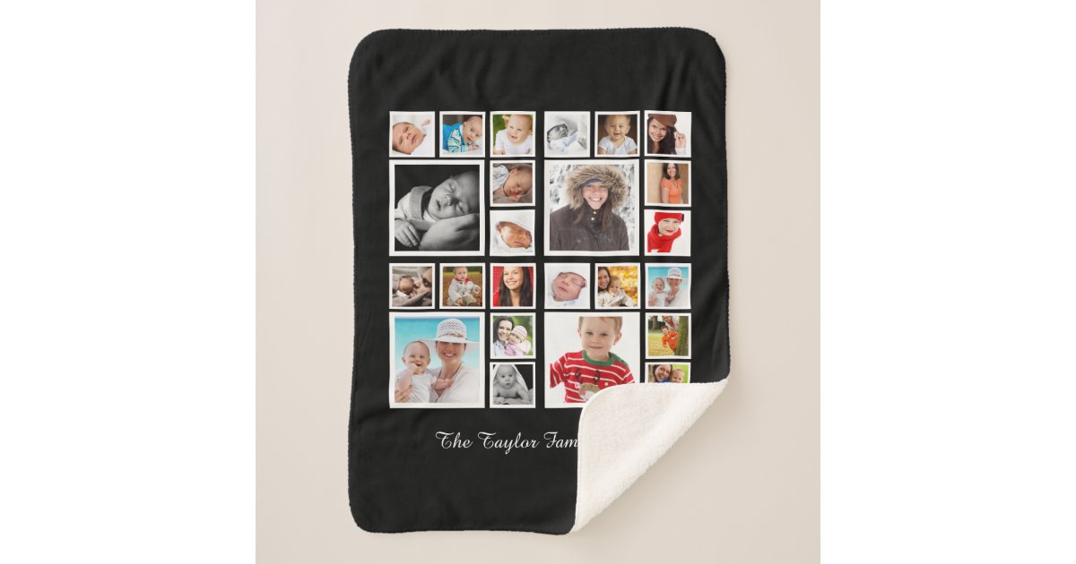 Photo Collage Personalized Sherpa Blanket Zazzle