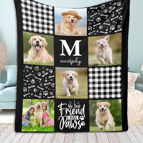 Photo Collage Personalized Unique Quilt Dog Lover  Fleece Blanket