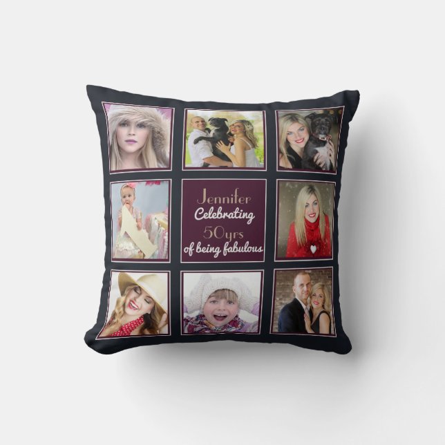 Photo Collage Pillow - Square Photos - Instagram (Front)