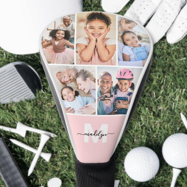 Photo Collage Pink Monogram Picture Golf Head Cover (Photo Collage Pink Monogram Picture Golf Head Cover)