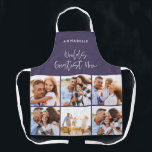 Photo collage pink purple modern mothers day apron<br><div class="desc">Photo collage purple girly modern mothers day typography design.</div>