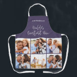 Photo collage pink purple modern mothers day apron<br><div class="desc">Photo collage purple girly modern mothers day typography design.</div>