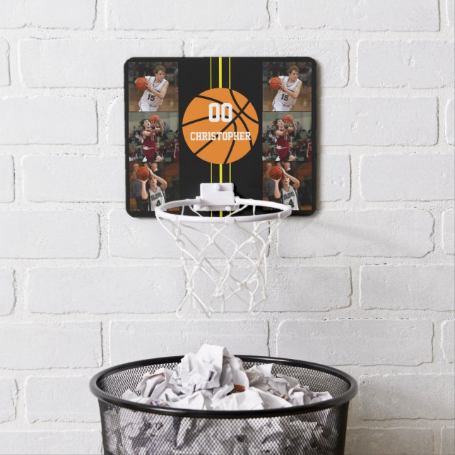 Photo Collage player number and name Mini Basketball Hoop (In Situ)