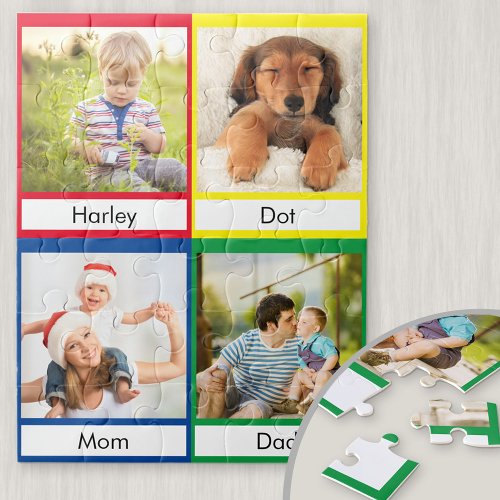 Photo Collage Primary Colors Personalized Jigsaw Puzzle