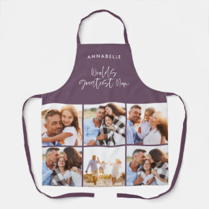 Photo collage purple girly modern mum mothers day apron