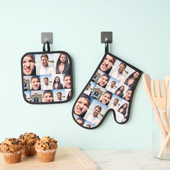 Photo Collage Put Your Face on A Oven Mitt & Pot Holder Set (Insitu(Hanging))