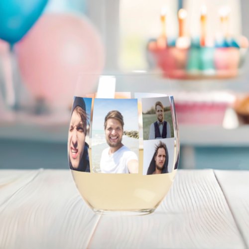 Photo Collage Put Your Face On A Stemless Wine Glass