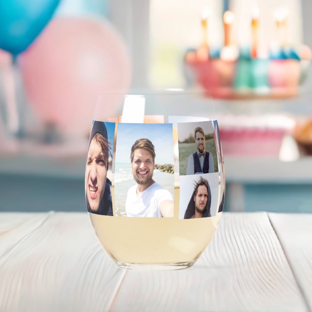 Photo Collage Put Your Face On A Stemless Wine Glass (Insitu (Baby Shower))