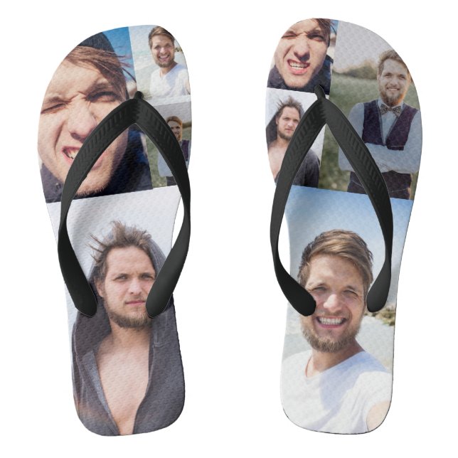 Photo Collage Put Your Face On Flip Flops (Footbed)