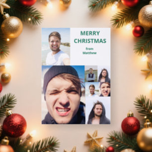 Photo Collage Put Your Face on Holiday Letterpress Photo Cards