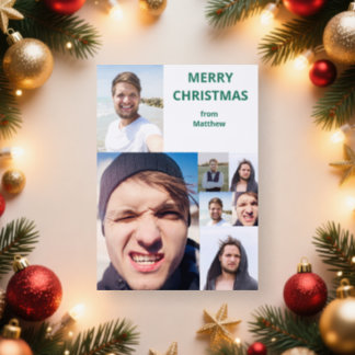 Photo Collage Put Your Face on Holiday Letterpress Photo Cards